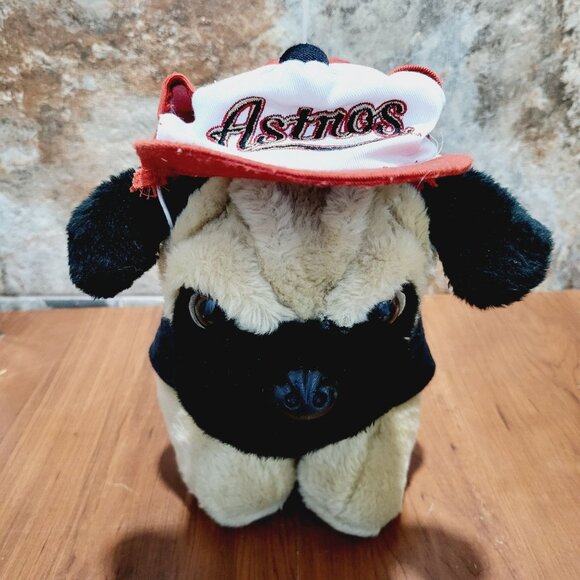 Build A Bear Workshop Houston Astros Pug Dog Plush Tan Black Baseball - Picture 17 of 17
